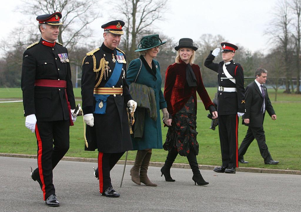 Charlie at a formal Sandhurst occasion with King Charles III and Queen Camilla